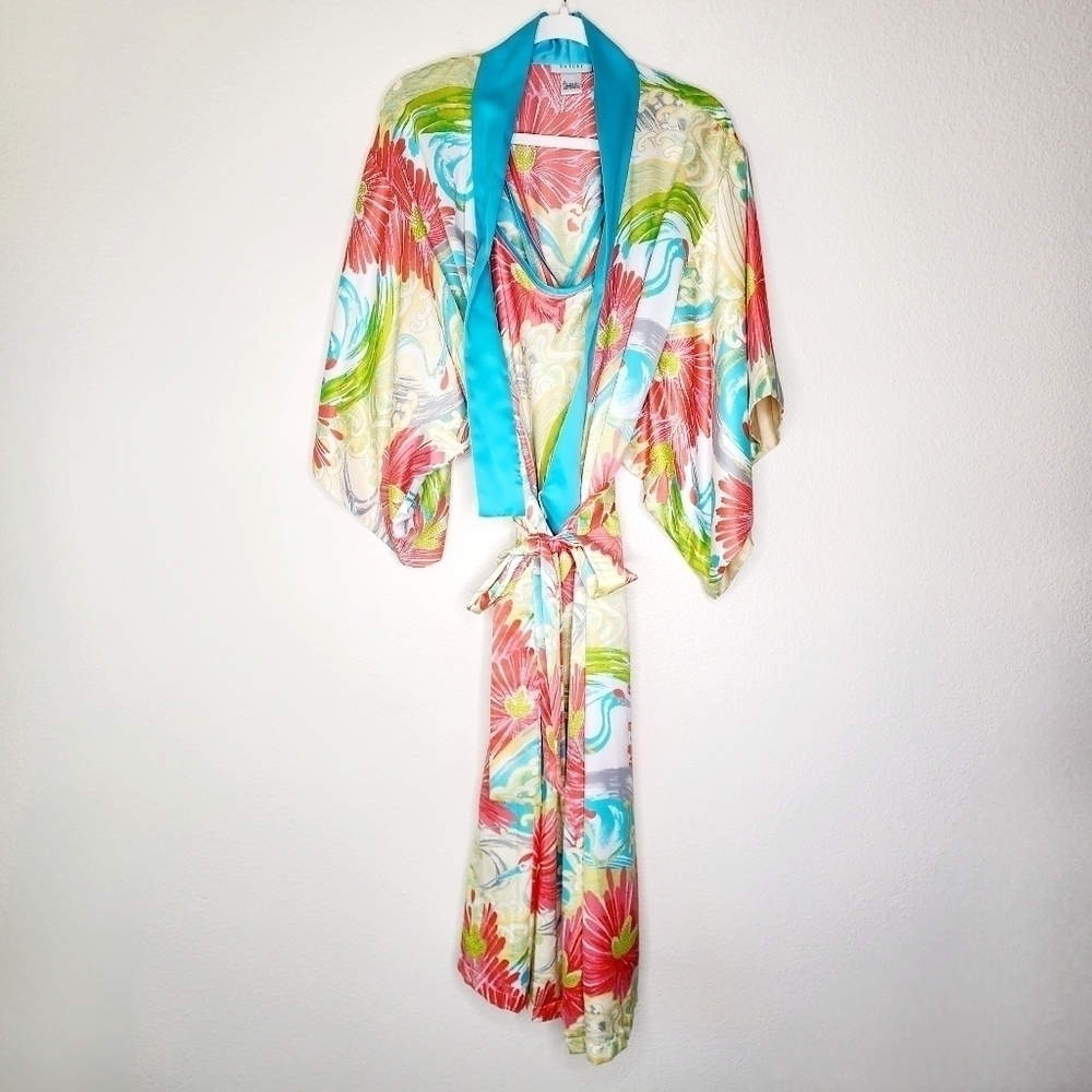 Natori Whimsical Crane Kimono Robe and Nightgown XS-S - Picture 2 of 9
